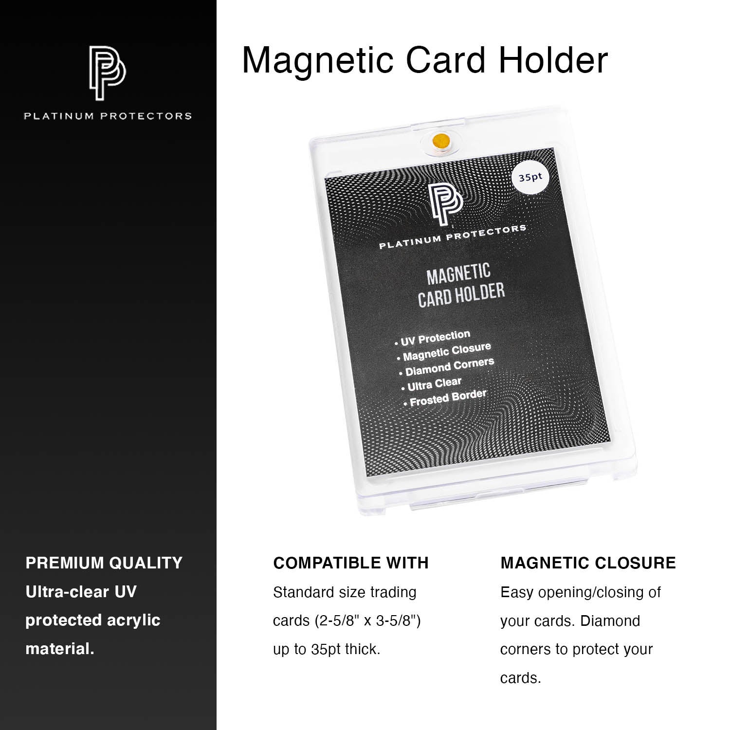 Platinum Protectors Magnetic Card Holders for Trading Cards - 35 pt