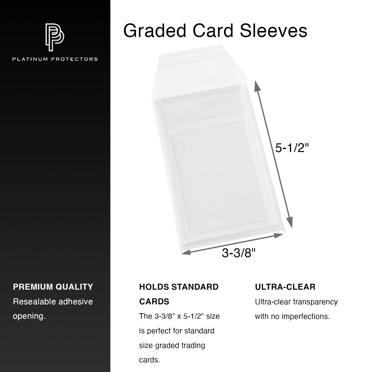 Platinum Protectors PSA Graded Card Sleeves with Resealable Strip - 100 Pack
