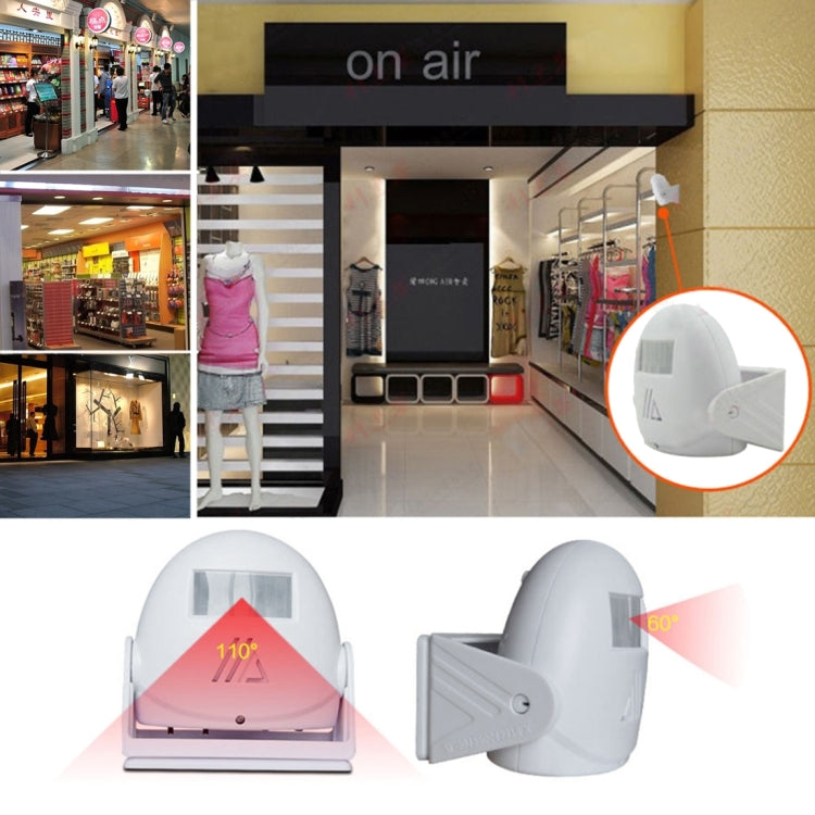 5301 Wireless Infrared Motion Sensor Welcome Alarm Intelligent Greeting Warning Doorbell, IR Distance: 10m(White)