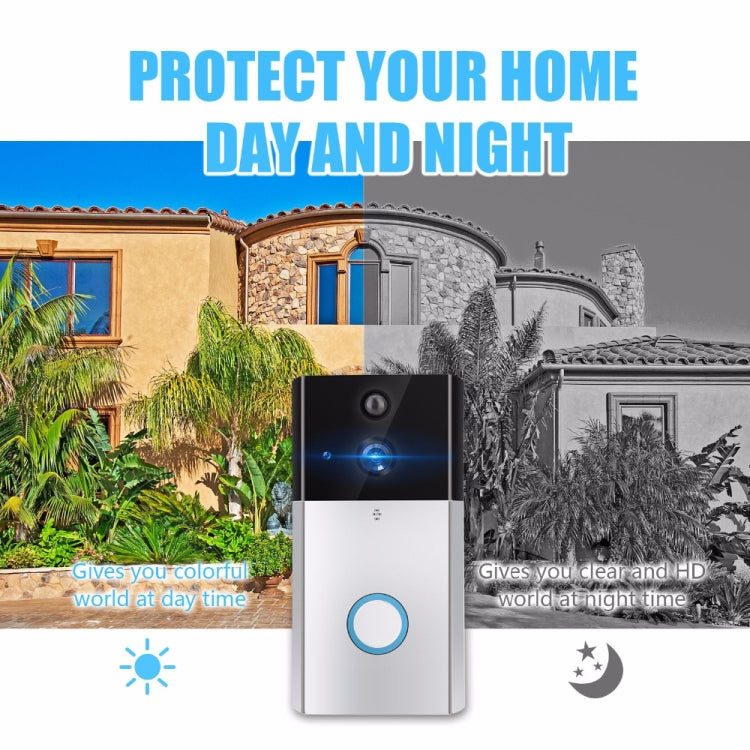 VESAFE HD 720P Security Camera Smart WiFi Video Doorbell Intercom, Support TF Card & Infrared Night Vision & Motion Detection App for IOS and Android(Silver)