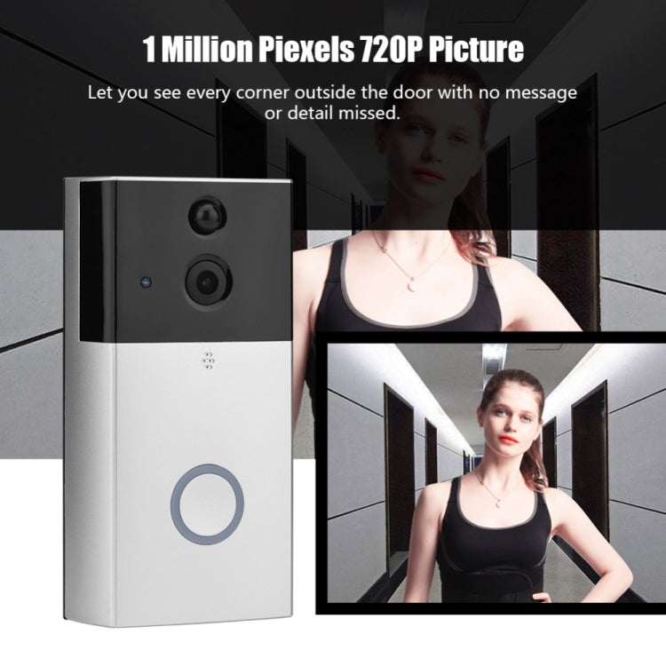 VESAFE HD 720P Security Camera Smart WiFi Video Doorbell Intercom, Support TF Card & Infrared Night Vision & Motion Detection App for IOS and Android(With Ding Dong/Chime)(Silver)