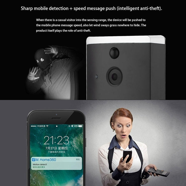 VESAFE Home VS-M2 HD 720P Security Camera Smart WiFi Video Doorbell Intercom, Support TF Card & Night Vision & PIR Detection APP for IOS and Android(Silver)