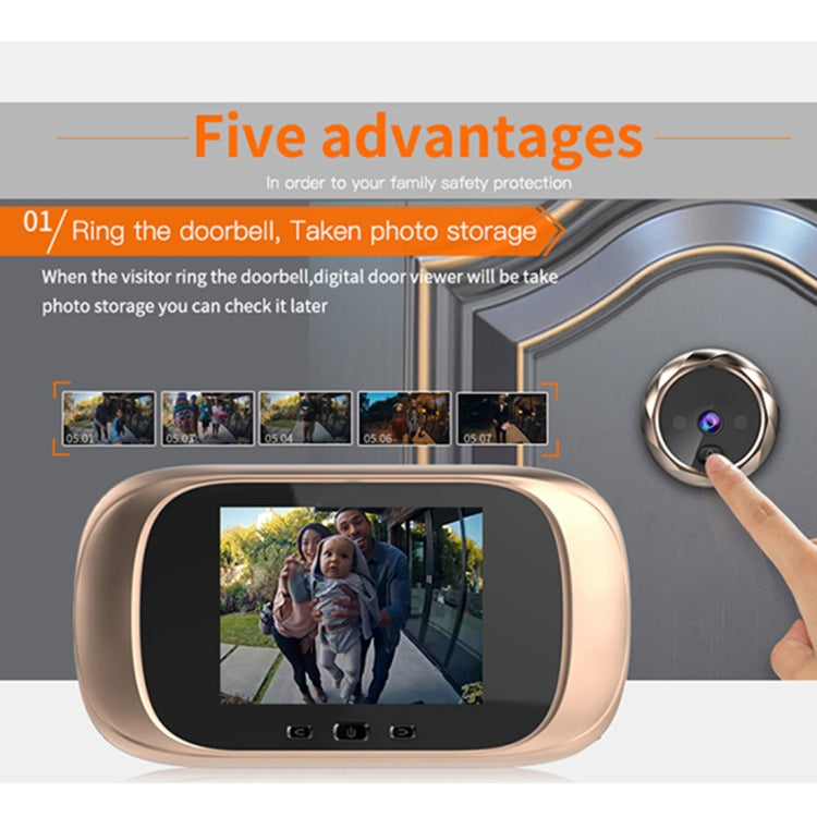 DD1 Smart Electronic Cat Eye Camera Doorbell with 2.8 inch LCD Screen, Support Infrared Night Vision(Silver)