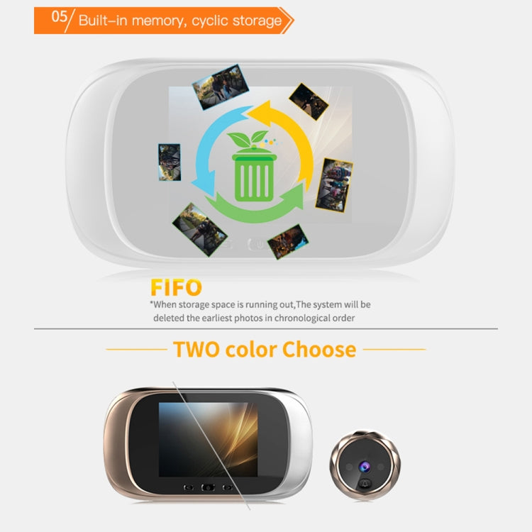 DD1 Smart Electronic Cat Eye Camera Doorbell with 2.8 inch LCD Screen, Support Infrared Night Vision(Silver)