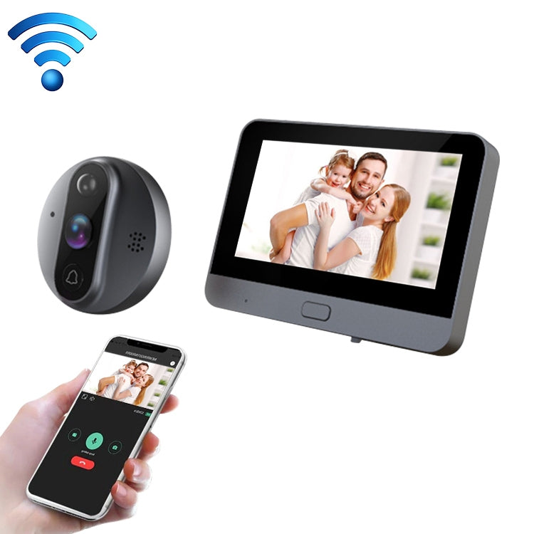 R9 4.3 inch WiFi Smart Video Visual Electronic Peephole Doorbell (Black)