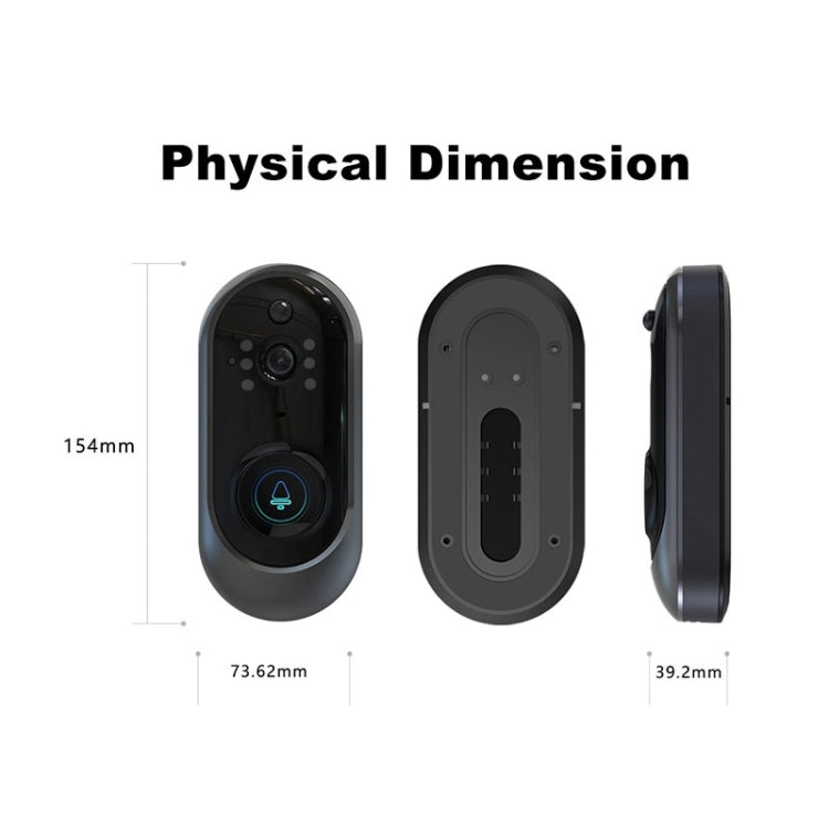 M108 720P 6400mAh Smart WIFI Video Visual Doorbell,Support Phone Remote Monitoring & Real-time Voice Intercom (Black)
