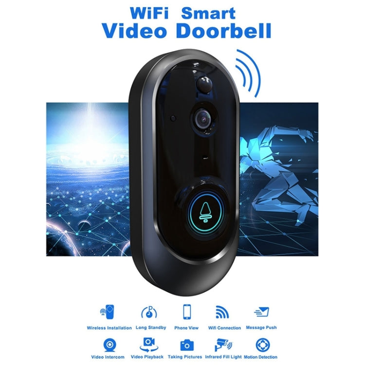 M108 720P 6400mAh Smart WIFI Video Visual Doorbell,Support Phone Remote Monitoring & Real-time Voice Intercom (Black)
