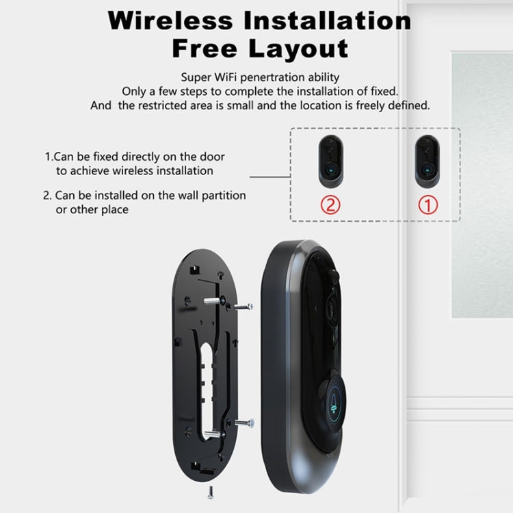 M108 720P 6400mAh Smart WIFI Video Visual Doorbell,Support Phone Remote Monitoring & Real-time Voice Intercom (Black)