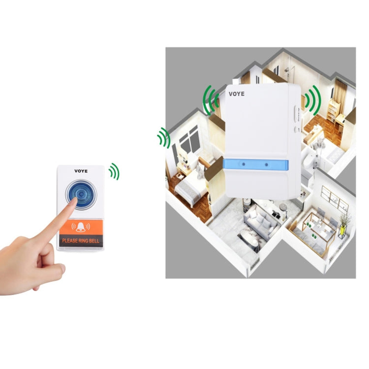 VOYE V012A Home Music Remote Control Wireless Doorbell with 38 Polyphony Sounds (White)