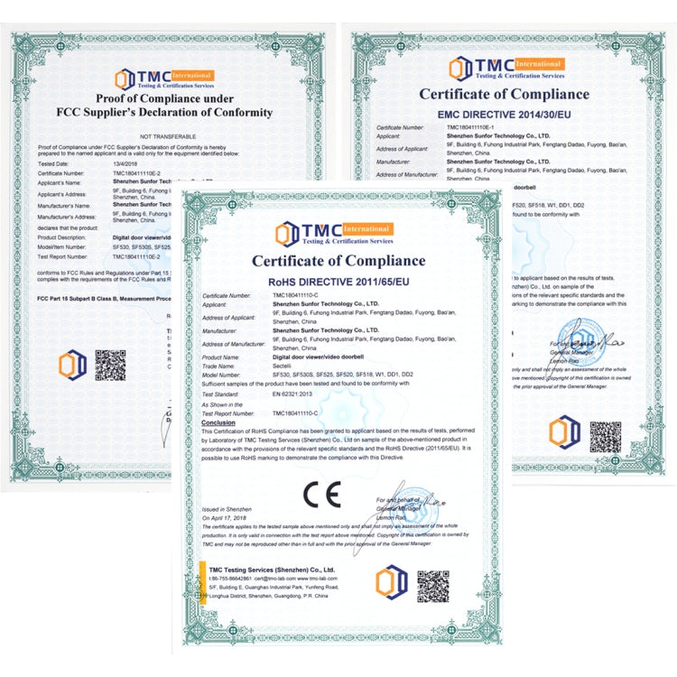 DD3 2.4 inch TFT Screen 0.3MP Security Digital Door Viewer, Support Infrared Night Vision & 90 Degrees Wide Angle (Black)