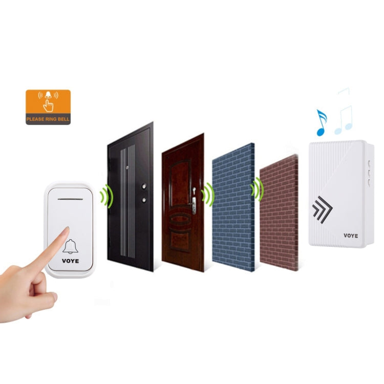 VOYE V022F Home Music Remote Control Wireless Doorbell with 38 Polyphony Sounds (White)