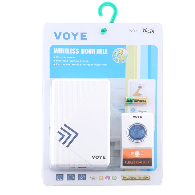 VOYE V022A Home Music Remote Control Wireless Doorbell with 38 Polyphony Sounds (White)