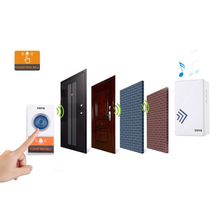 VOYE V022A Home Music Remote Control Wireless Doorbell with 38 Polyphony Sounds (White)