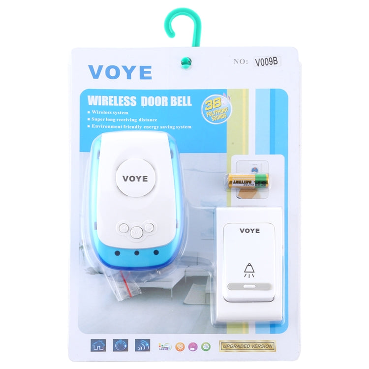 VOYE V009B Home Music Remote Control Wireless Doorbell with 38 Polyphony Sounds, US Plug (White)