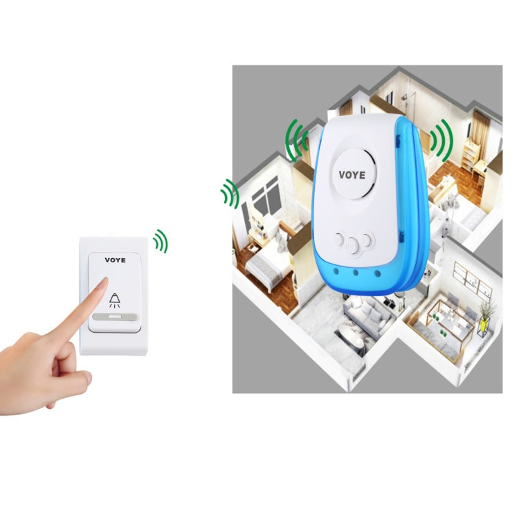 VOYE V009B Home Music Remote Control Wireless Doorbell with 38 Polyphony Sounds, US Plug (White)