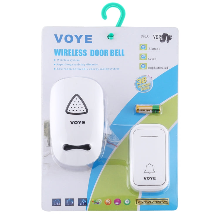VOYE V025F Home Music Remote Control Wireless Doorbell with 38 Polyphony Sounds, US Plug(White)