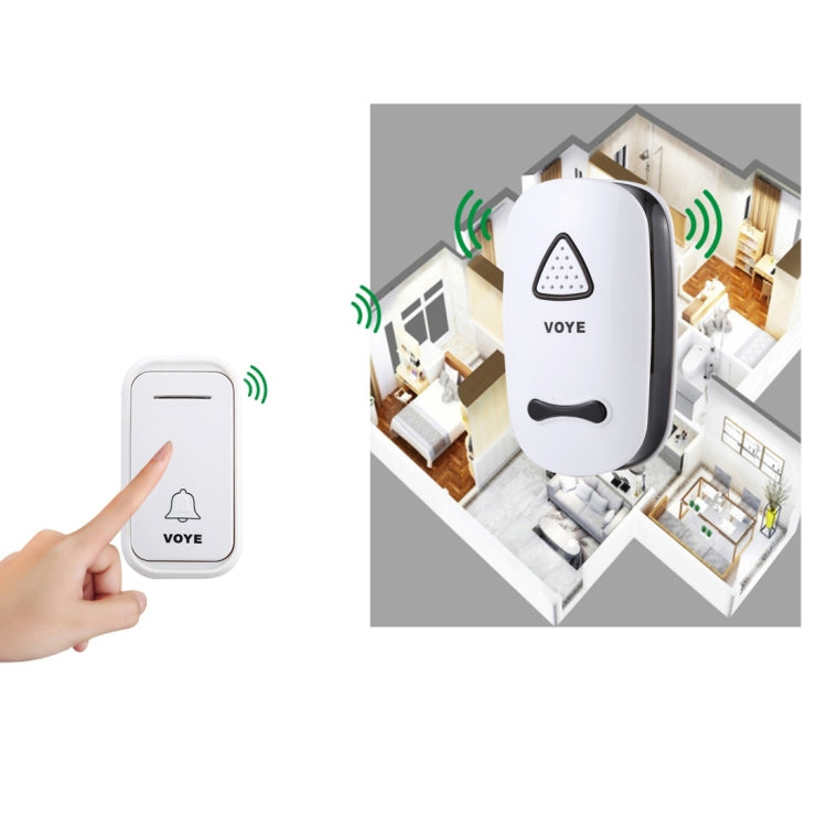 VOYE V025F Home Music Remote Control Wireless Doorbell with 38 Polyphony Sounds, US Plug(White)