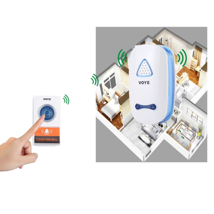 VOYE V025A Home Music Remote Control Wireless Doorbell with 38 Polyphony Sounds, US Plug (White)