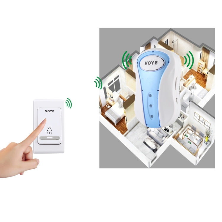 VOYE V008B Home Music Remote Control Wireless Doorbell with 38 Polyphony Sounds, US Plug (White)