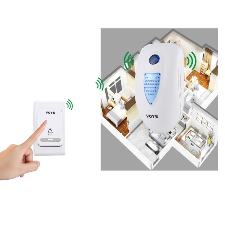 VOYE V003B Home Music Remote Control Wireless Doorbell with 38 Polyphony Sounds, US Plug (White)