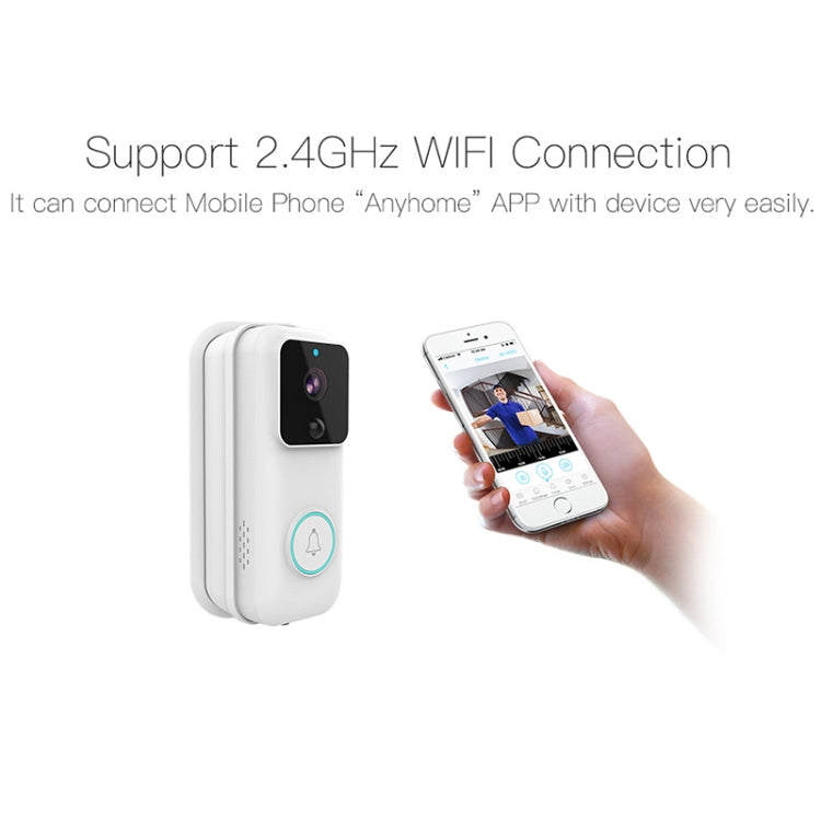 Anytek B60 720P Smart WiFi Video Visual Doorbell, Support APP Remote & PIR Detection & TF Card(White)