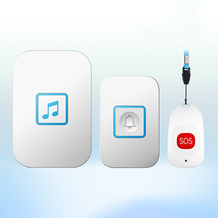 CACAZI C86 Wireless SOS Pager Doorbell Old man Child Emergency Alarm Remote Call Bell, EU Plug(White)