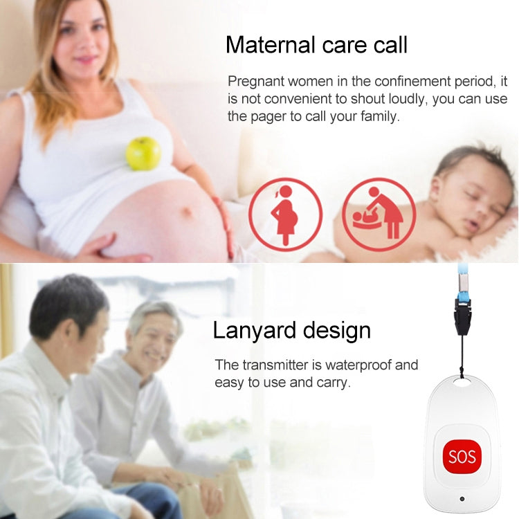 CACAZI C86 Wireless SOS Pager Doorbell Old man Child Emergency Alarm Remote Call Bell, UK Plug(White)