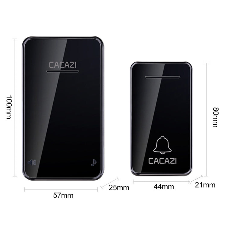 CACAZI FA8 Self-Powered Wireless Doorbell, US Plug(Black)