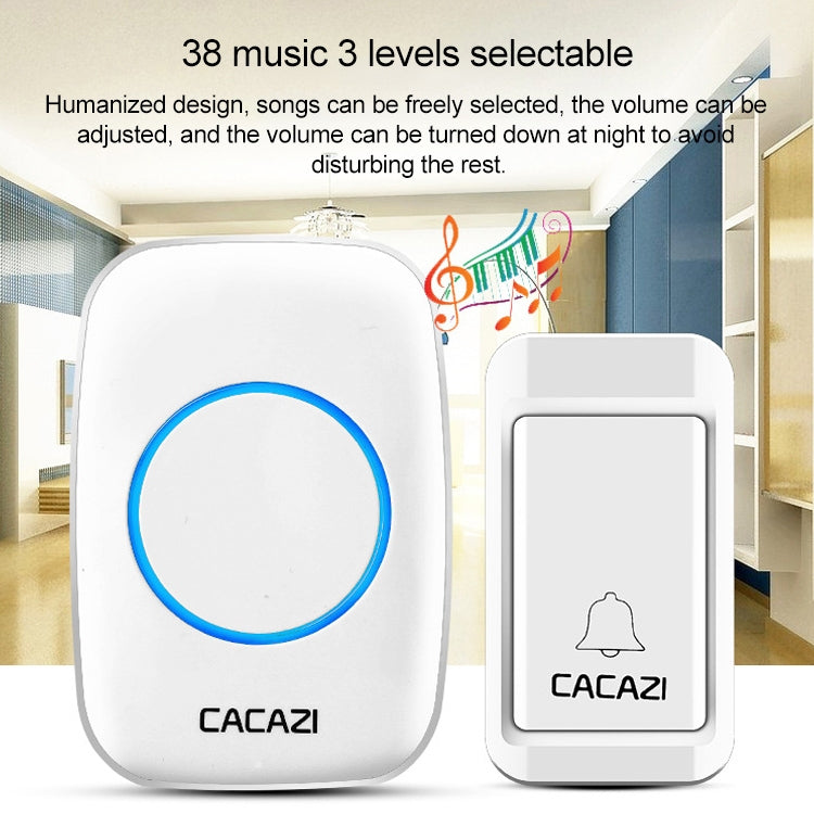 CACAZI A10G One Button Three Receivers Self-Powered Wireless Home Cordless Bell, UK Plug(White)