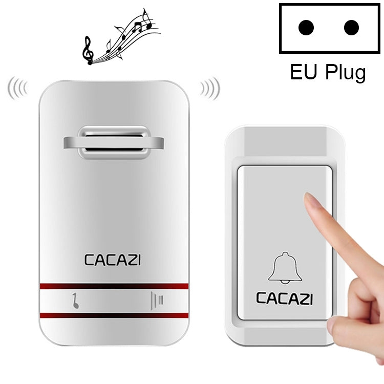 CACAZI V027G One Button One Receivers Self-Powered Wireless Home Kinetic Electronic Doorbell, EU Plug