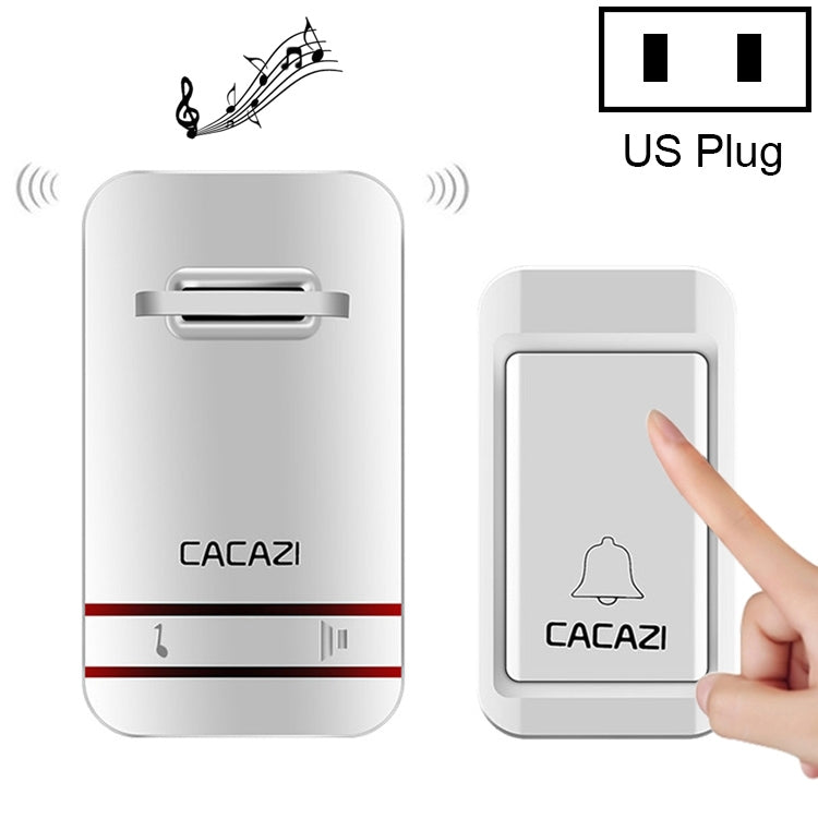 CACAZI V027G One Button One Receivers Self-Powered Wireless Home Kinetic Electronic Doorbell, US Plug