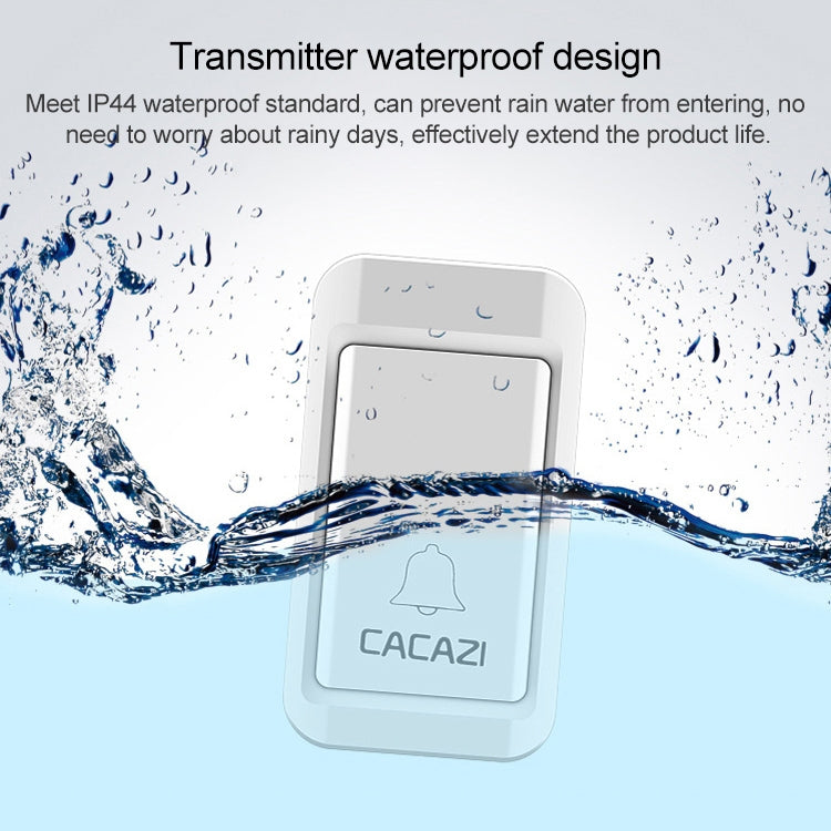 CACAZI A10G One Button One Receivers Self-Powered Wireless Home Cordless Bell, US Plug(White)