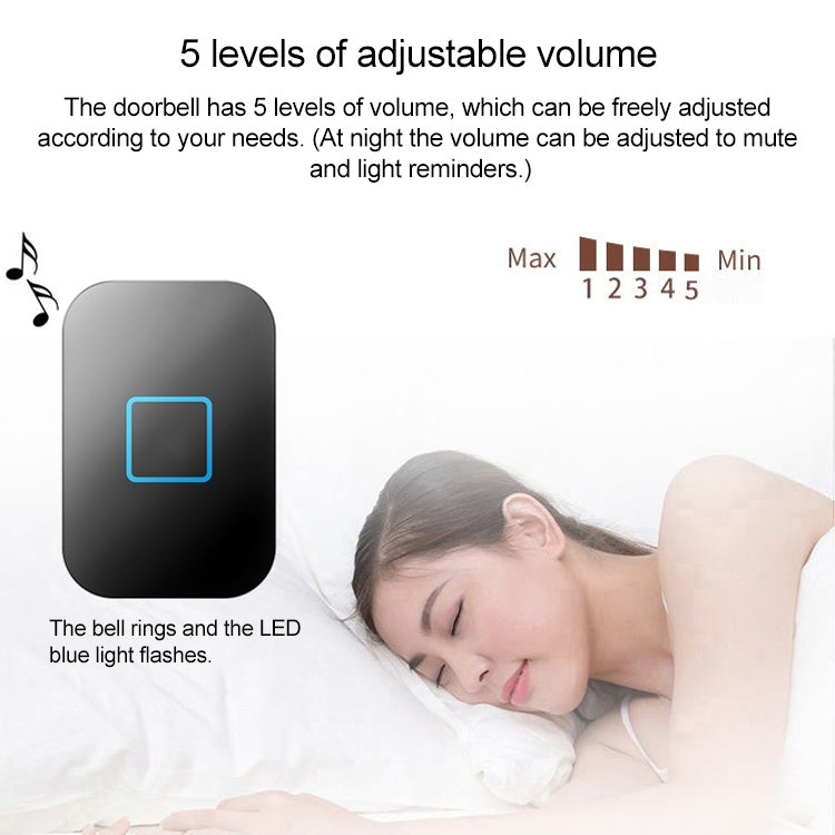 CACAZI FA88 Self-Powered Smart Home Wireless Doorbell, EU Plug(Black)