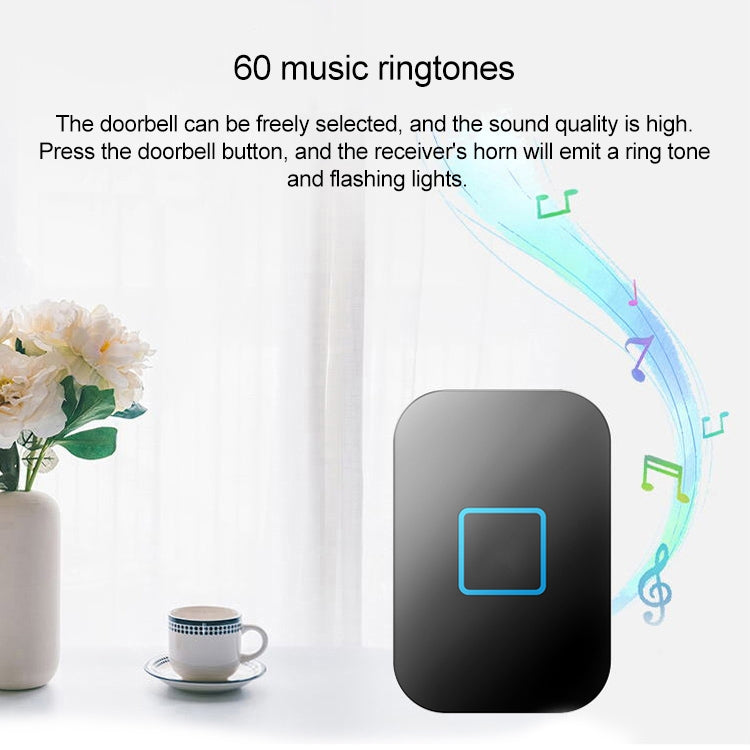 CACAZI FA88 Self-Powered Smart Home Wireless Doorbell, US Plug(White)
