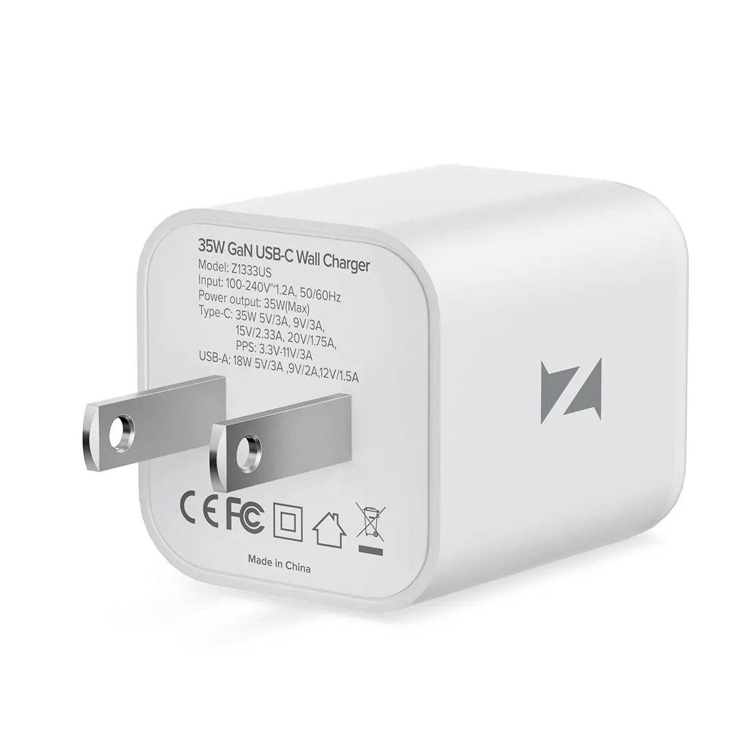 ZIKE Z1333 35W GaN USB-C + USB-A Dual-Port Wall Charger