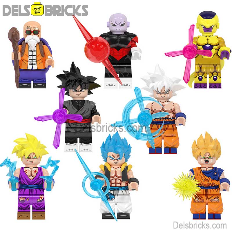Dragon Ball Z Super set of 8 Lego Minifigures Custom Anime Toys