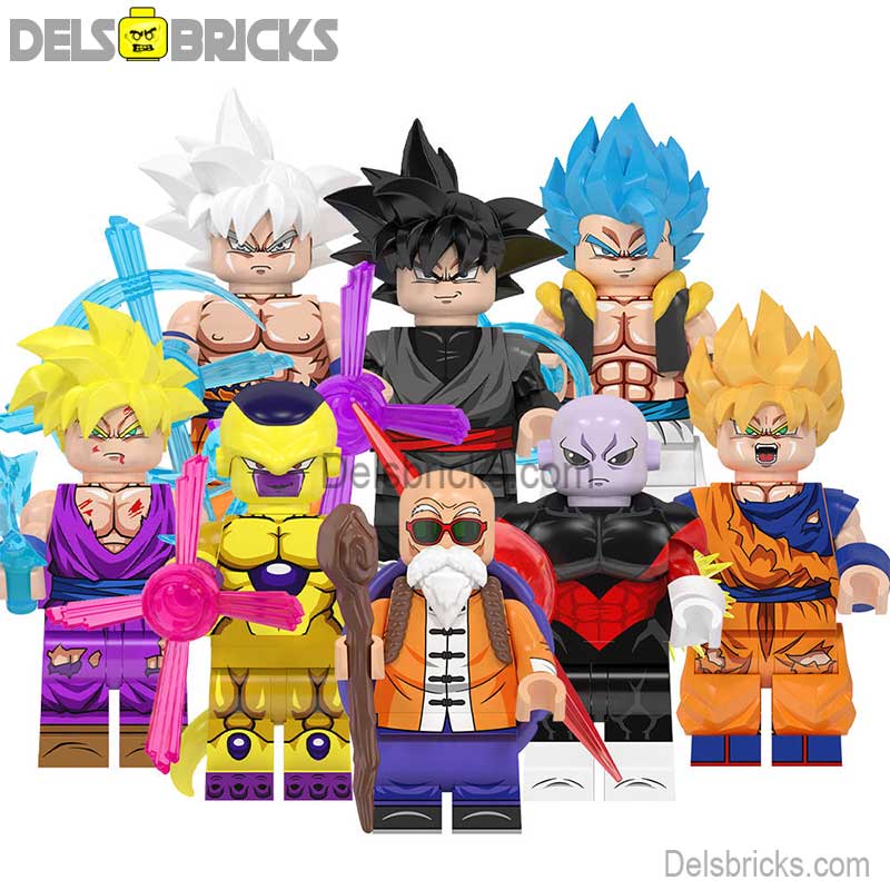 Dragon Ball Z Super set of 8 Lego Minifigures Custom Anime Toys