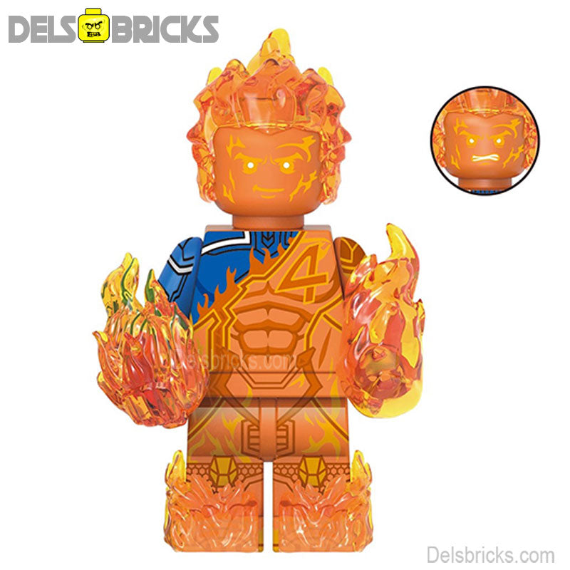 Fantastic Four Johnny Storm Human Torch Lego Minifigures Custom Toys 4
