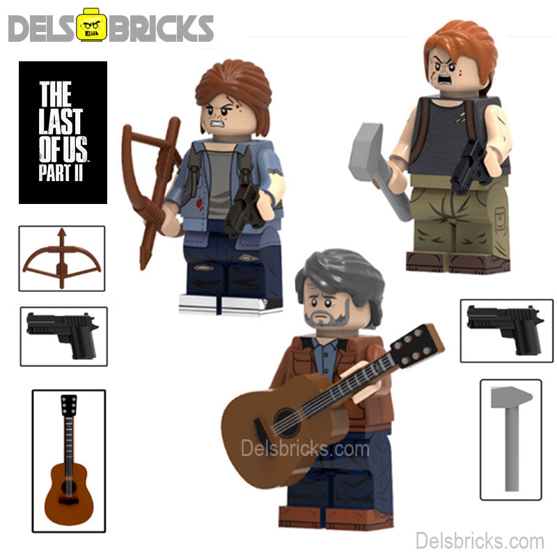 The Last Of Us 2 Joel, Ellie & Abby set of 3 Lego Minifigures Custom Toys
