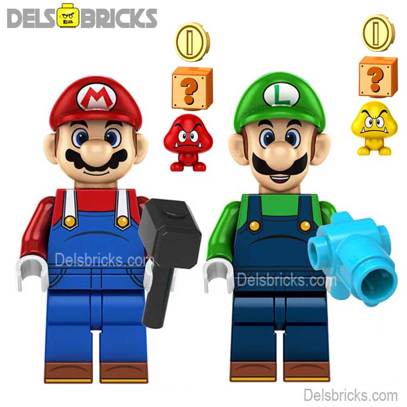 Mario & Luigi Brothers Set of 2 Super Mario Lego Minifigures New1