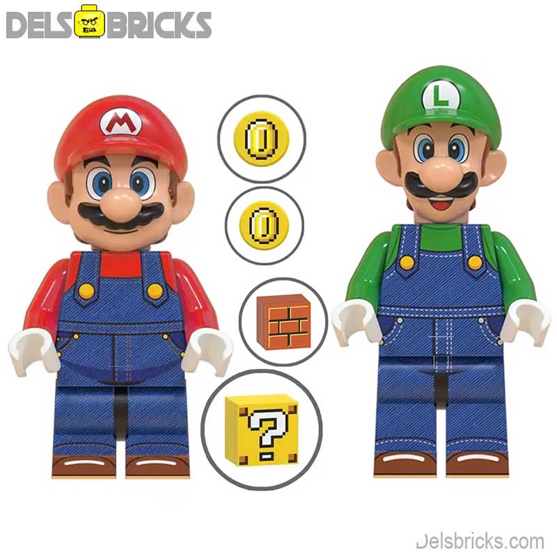 Mario Brothers Movie & Luigi  set of 2 Super Mario Lego Minifigures