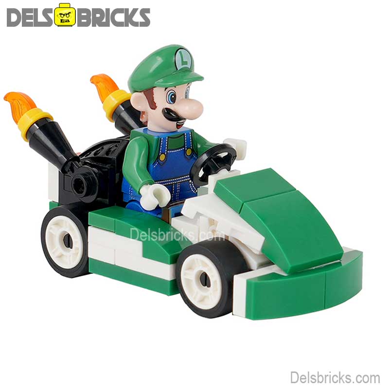 Luigi Kart Brothers Super Mario Lego Minifigures Custom Toys