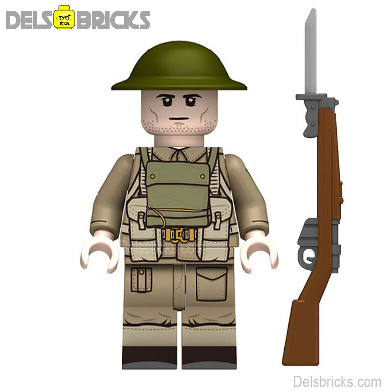 World War 2 British Infantry Soldier Custom Lego Minifigures Toys