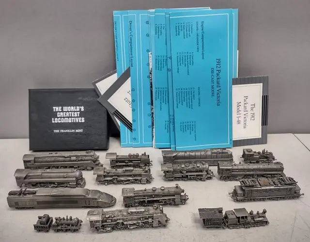 14 Vintage Franklin Mint Pewter Locomotives Lot