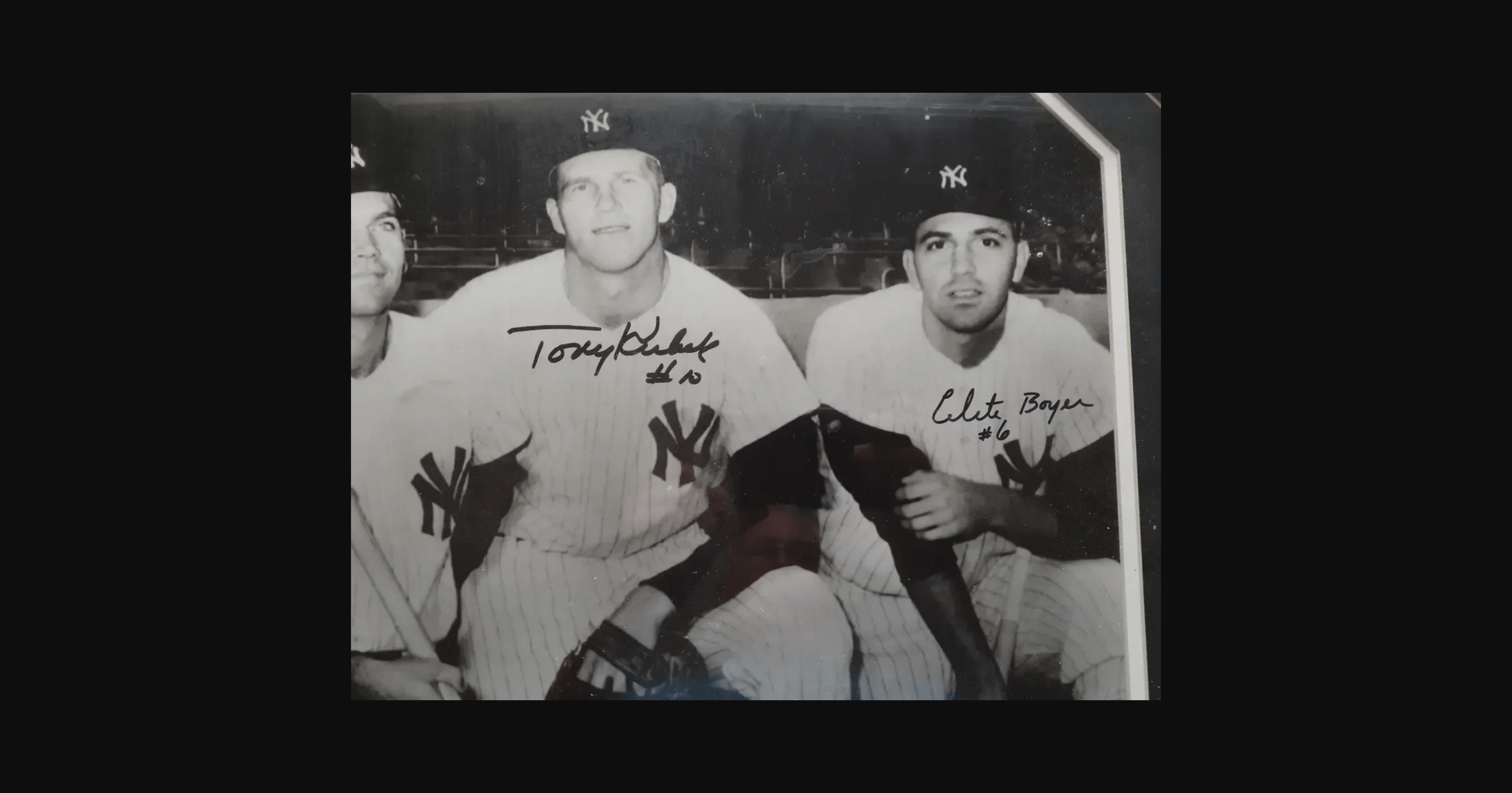 1961 NY Yankees - World Series Champion - Signed Infield- 3 Signatures framed with Coa
