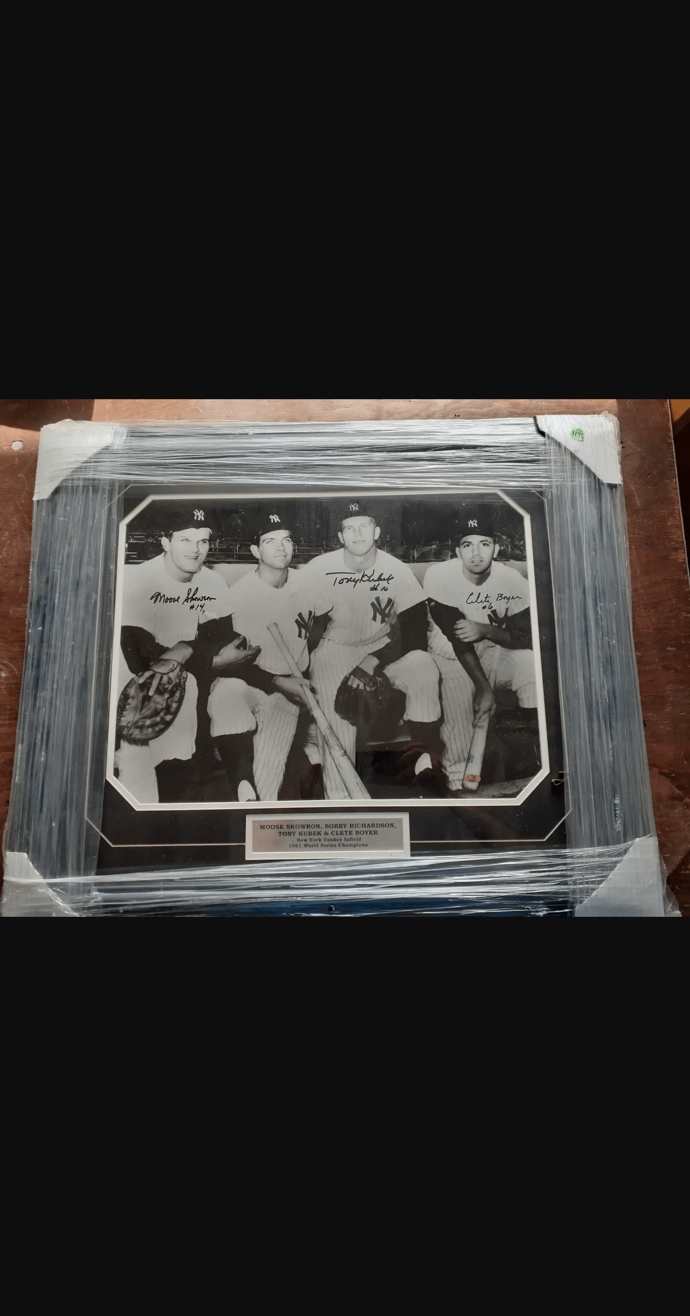 1961 NY Yankees - World Series Champion - Signed Infield- 3 Signatures framed with Coa