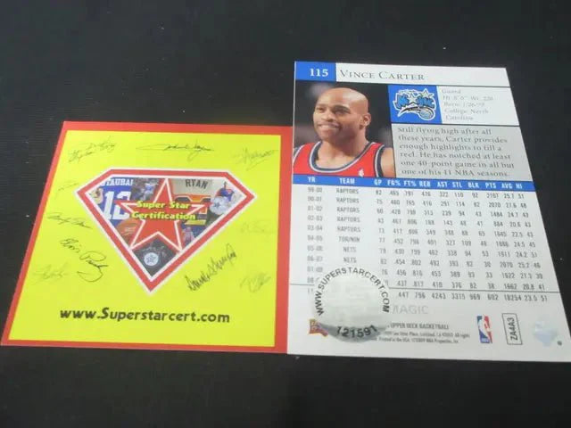 2009-10 UD VINCE CARTER AUTOGRAPH COA