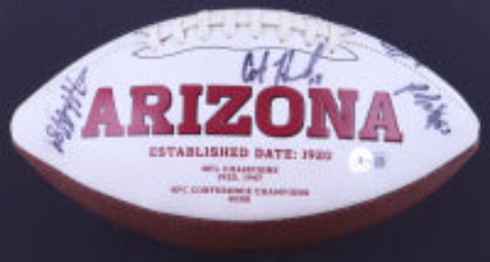 2018 Cardinals Logo Football Team-Signed by (14) with TJ Logan, Daniel Munyer, Rees Odhiambo, Will Holden, Evan Boehm (Beckett)