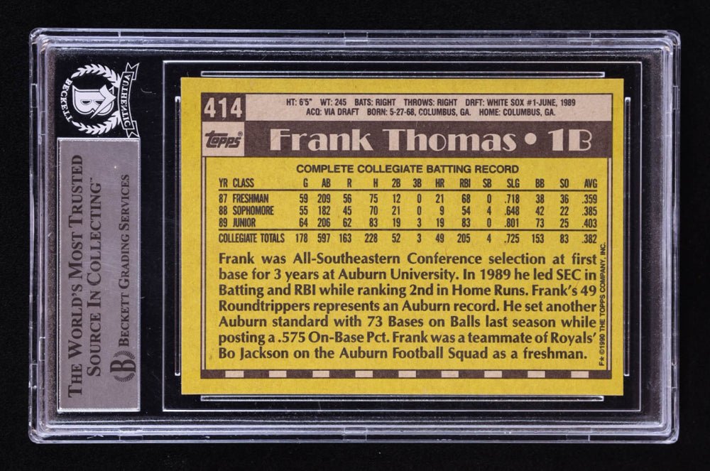 Frank Thomas Signed 1990 Topps #414B RC (BGS) Rookie Card
