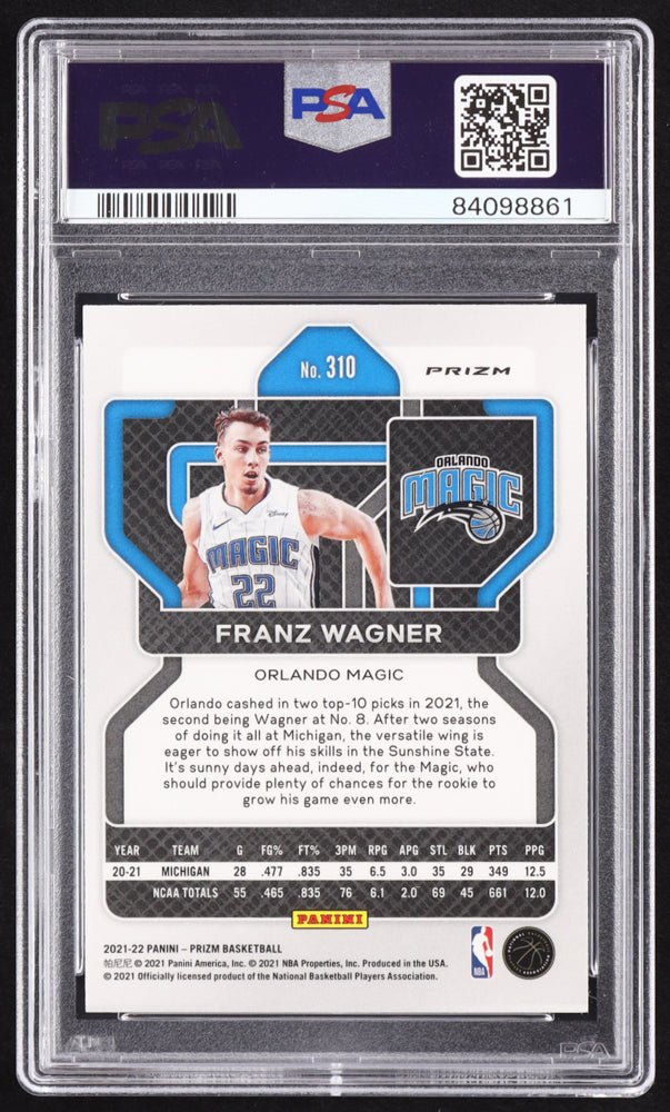 Franz Wagner Signed 2021-22 Panini Prizm Prizms Red Ice #310 RC (PSA 9 | Autograph Graded PSA 9) Rookie Card